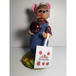 Annalee Mouse In Overalls Figurine Orchard Seasonal Fall Fabric 7in Handcrafted